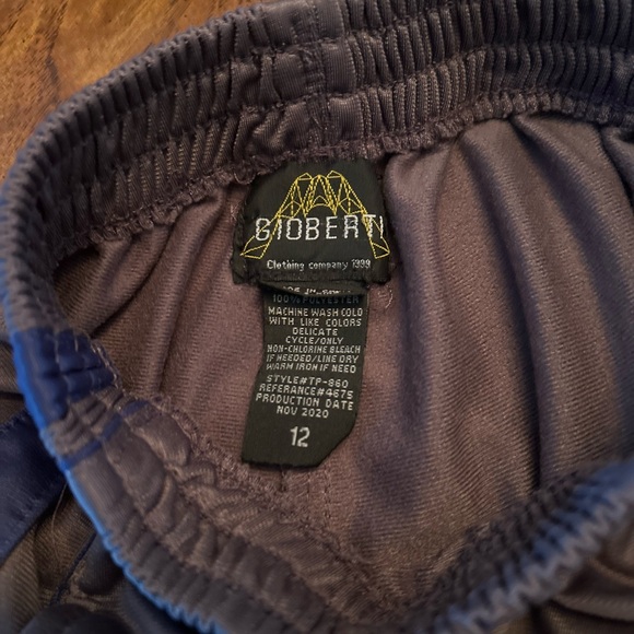 Boys Gray Track Pants with Blue Stripe Open Bottom - Picture 5 of 9